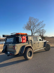 Jeep Gladiator Cab Height Bed Rack with Rotopax and Softopper.